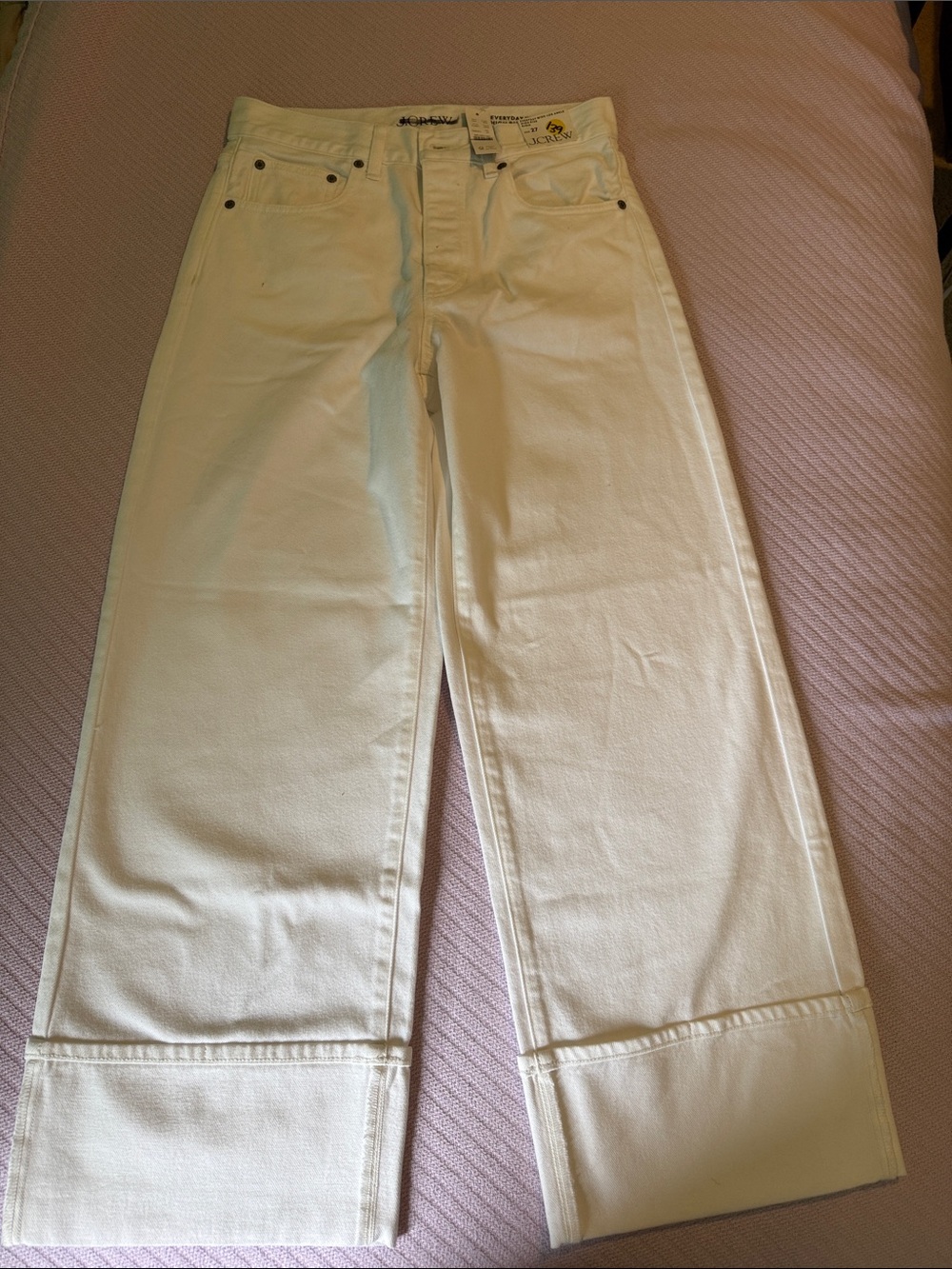 J. Crew White High-Rise Wide-Leg Jeans - Women's Flare
